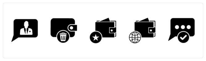 A set of 5 Business icons as user, remove money, favorite wallet vector
