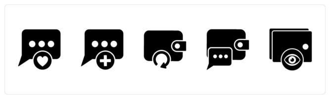 A set of 5 Business icons as favorite message, add message, update wallet vector