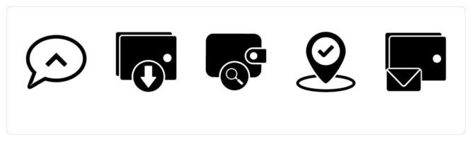 A set of 5 Business icons as message, download wallet, search money vector