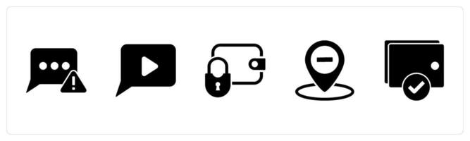 A set of 5 Business icons as message error, message, money protection vector