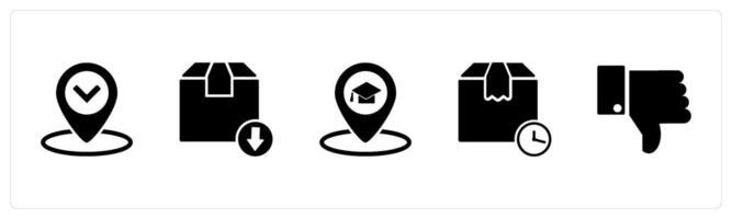 A set of 5 Business icons as location, delivery returned, university location vector