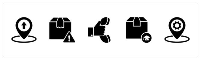 A set of 5 Business icons as pointer, order alert, phone receiver vector