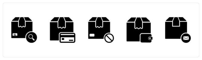 A set of 5 Business icons as search order, card delivery, delivery prohibited vector
