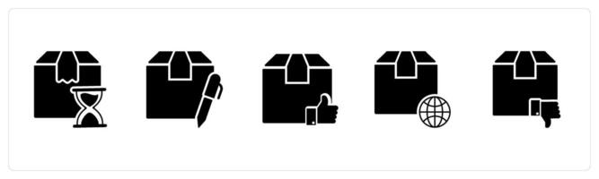 A set of 5 Business icons as delivery process time, edit order, approved order vector