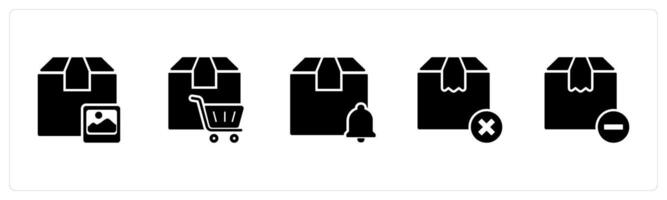 A set of 5 Business icons as item exhibition, cart order, delivery notification vector
