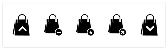 A set of 5 Business icons as delivery email, remove item, favorite bag vector