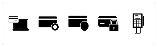 A set of 5 Business icons as online payment, card security, card swipe machine vector