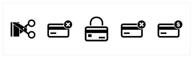 A set of 5 Business icons as cut price, expired credit card, card security vector