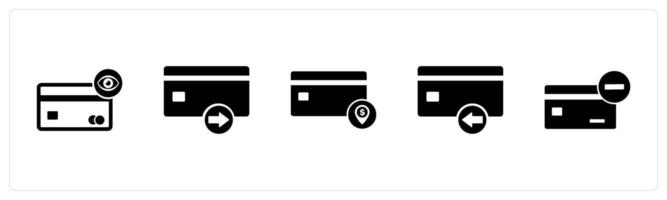A set of 5 Business icons as view card, send card, card payment vector