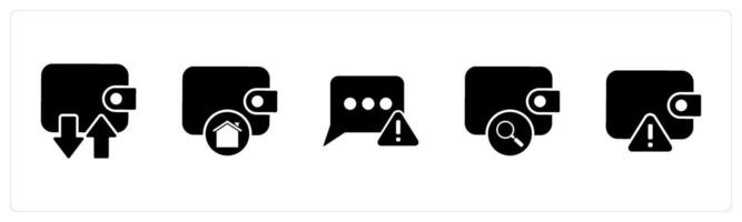 A set of 5 Business icons as synchronize wallet, money wallet, message error vector
