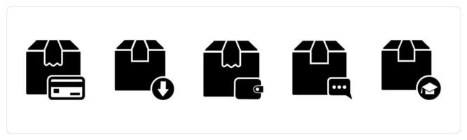 A set of 5 Business icons as card delivery, delivery returned, pay on delivery vector