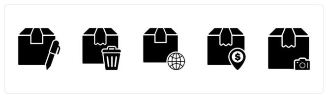 A set of 5 Business icons as edit order, trash order, international order vector