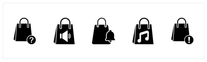 A set of 5 Business icons as shopping query, speaker shopping, shopping notification vector
