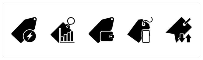 A set of 5 Business icons as fast tag, revenue tag, wallet tag vector