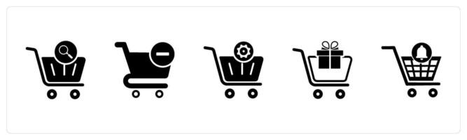 A set of 5 Business icons as cart search, remove cart, cart setting vector