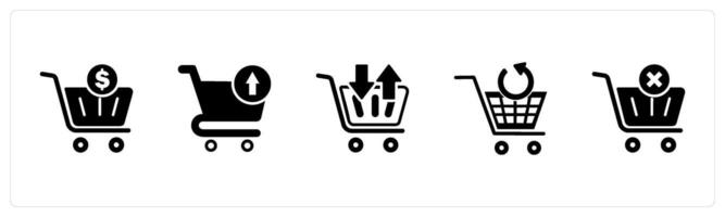 A set of 5 Business icons as finance cart, download cart, synchronize cart vector