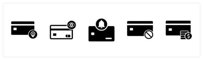 A set of 5 Business icons as card payment, view card, card notification vector