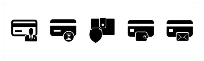 A set of 5 Business icons as card owner, shopping time, money securit vector