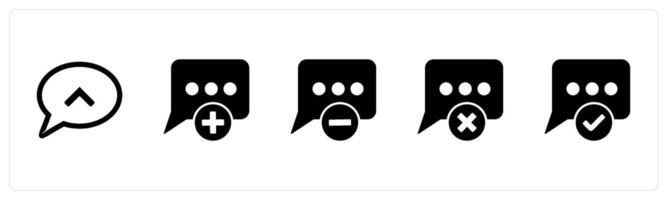 A set of 5 Business icons as message, add message, remove message, delete message vector
