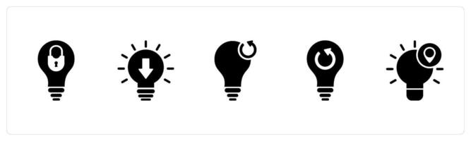 A set of 5 business icons as idea security, inspiration, refresh idea vector