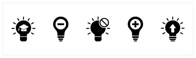 A set of 5 business icons as education idea, remove idea, idea vector
