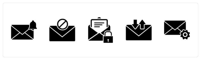 A set of 5 business icons as message notification, forbidden chat vector