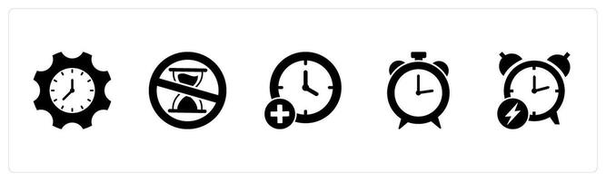 A set of 5 business icons as time management, no patience, add time vector