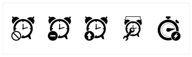 A set of 5 business icons as time prohibited, reduce time, up time vector