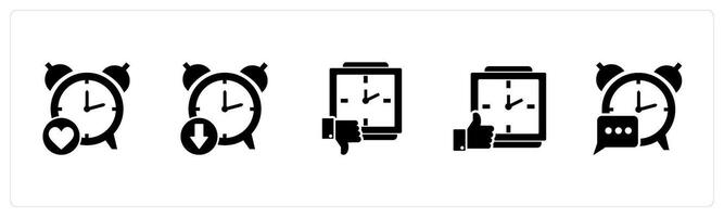 A set of 5 business icons as favorite clock, down time, like time vector