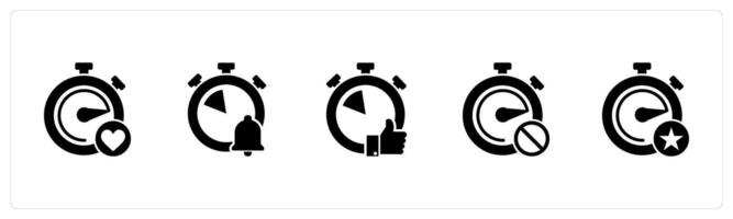 A set of 5 business icons as favorite time, time notification, like time vector