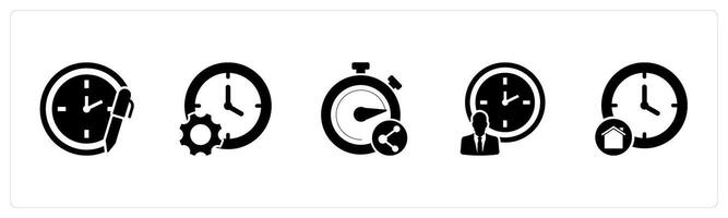 A set of 5 business icons as edit time, time management, share time vector