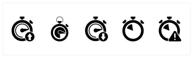 A set of 5 business icons as up time, speedometer, down time vector
