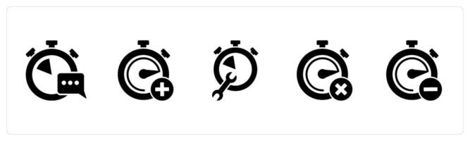 A set of 5 business icons as message time, add time, time settings vector