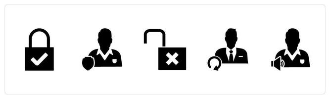 A set of 5 business icons as lock, user security, update user vector