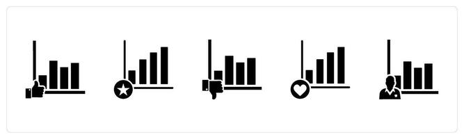 A set of 5 business icons as like graph, favorite graph, dislike graph vector