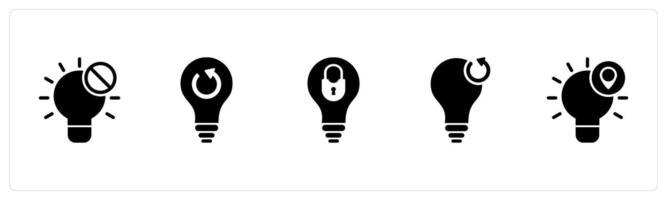 A set of 5 business icons as idea, refresh idea, idea security vector
