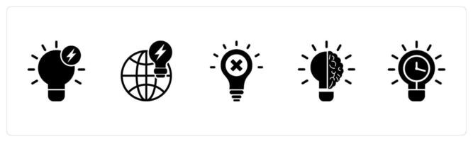 A set of 5 business icons as fast idea, generate idea, wrong idea vector