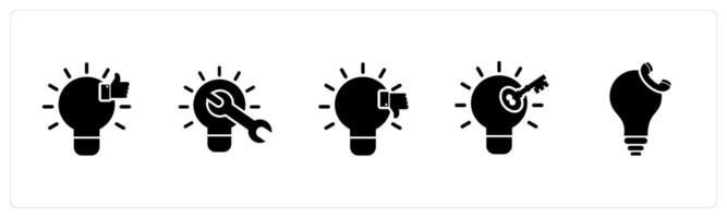 A set of 5 business icons as like idea, fix idea, dislike idea vector