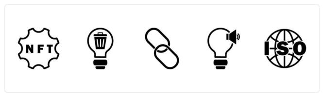 A set of 5 business icons as nft, recycle idea, link vector