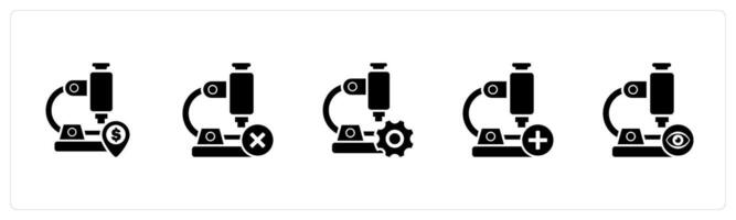 A set of 5 business icons as financial miscroscope, remove microscope, microscope vector
