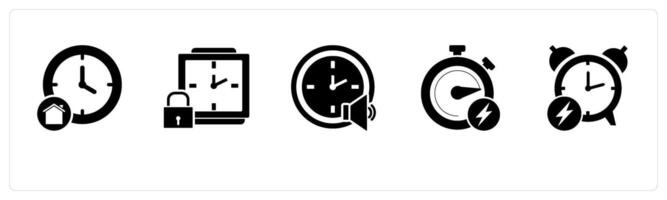 A set of 5 business icons as study time, time security, time speaker vector