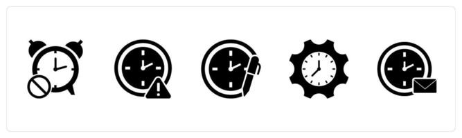 A set of 5 business icons as time prohibited, time maintenance, edit time vector