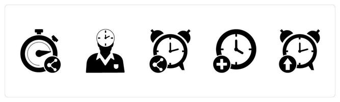 A set of 5 business icons as share time, time management, share time vector