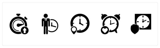 A set of 5 business icons as up time, punctuality, time location vector