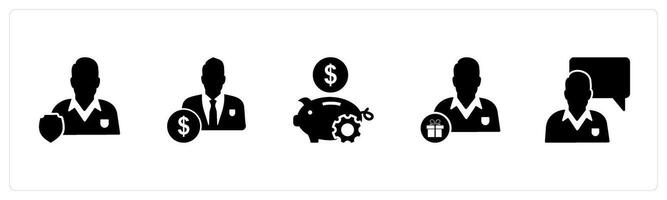 A set of 5 business icons as user security, accountant, bank settings vector