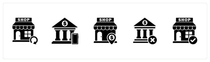 A set of 5 business icons as update store, digital banking, revenue store vector