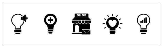 A set of 5 business icons as sound creation, create idea, email shoppin vector