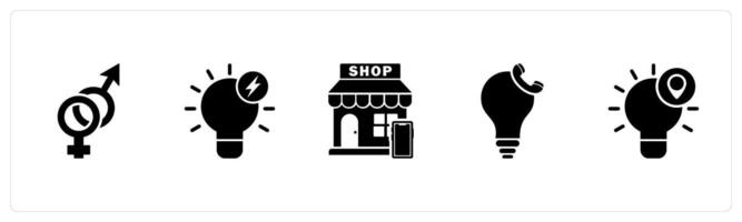 A set of 5 business icons as gender, fast idea, m commerce vector