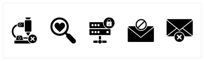 A set of 5 business icons as remove microscope, favorite search, server security vector