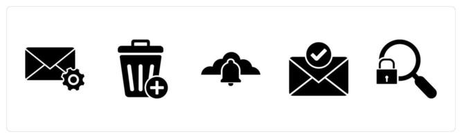 A set of 5 business icons as message setting, trash, cloud notification vector